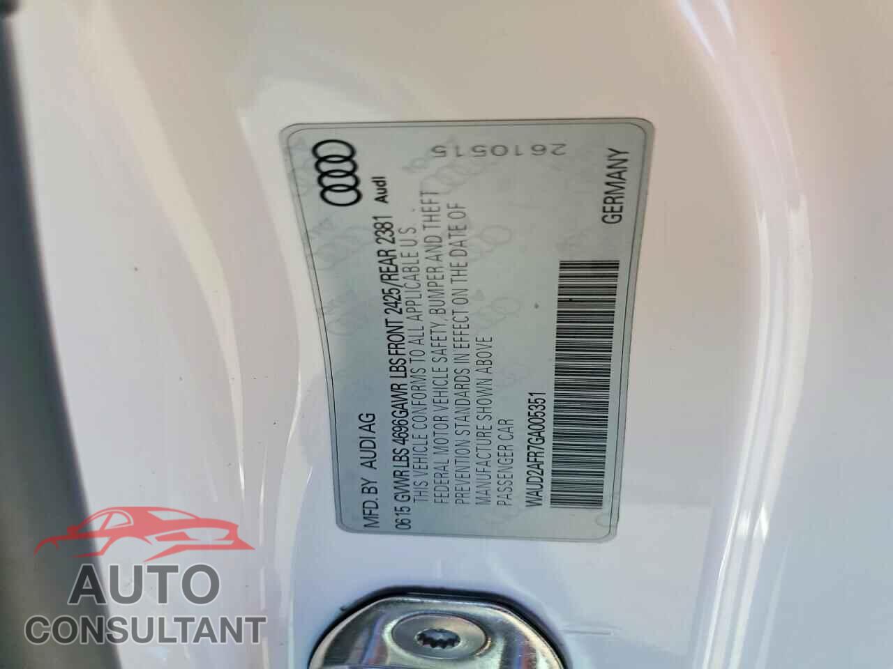 AUDI A5 2016 - WAUD2AFR7GA005351