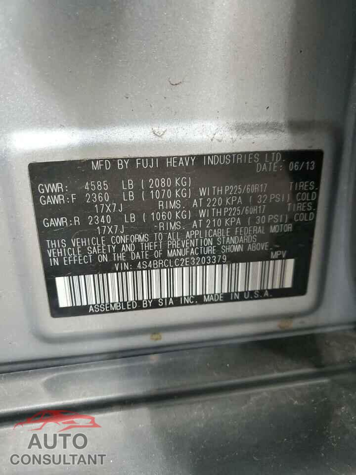 SUBARU OUTBACK 2014 - 4S4BRCLC2E3203379