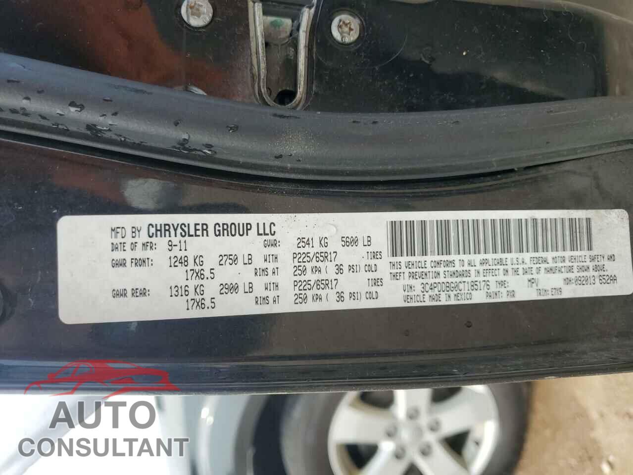DODGE JOURNEY 2012 - 3C4PDDBG0CT185176