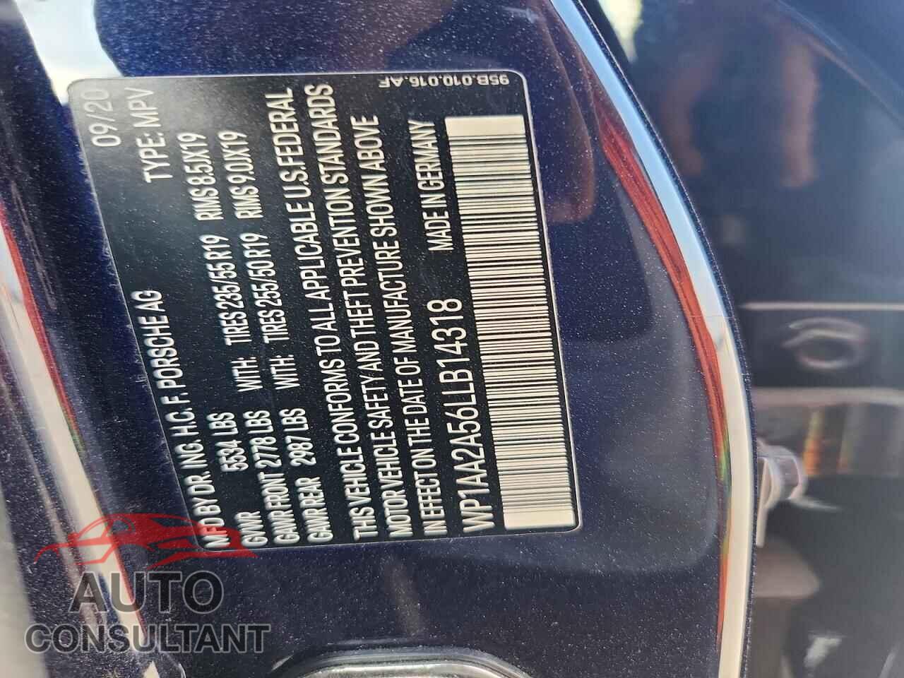 PORSCHE MACAN 2020 - WP1AA2A56LLB14318