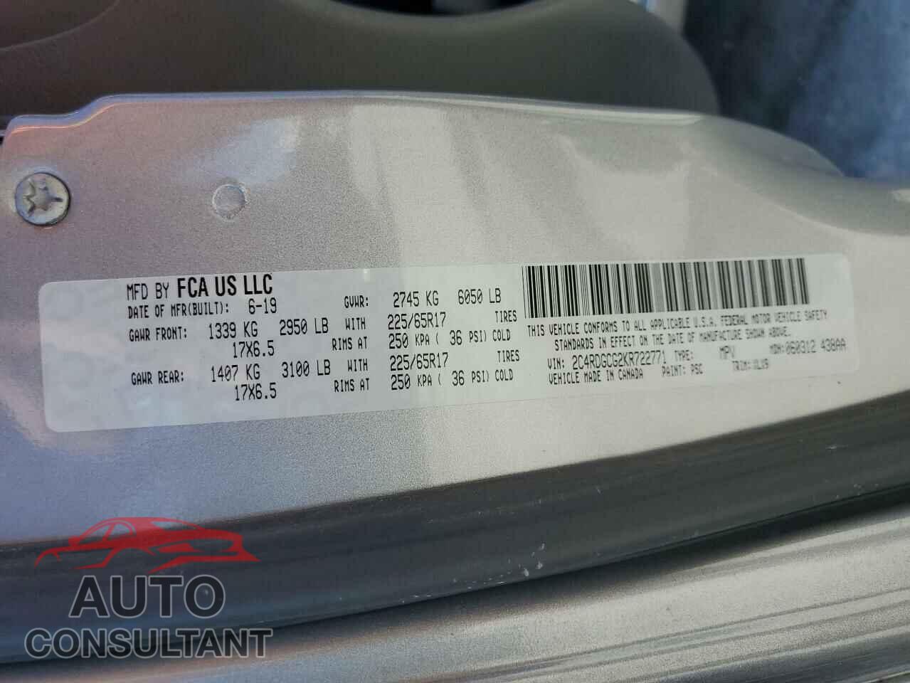 DODGE CARAVAN 2019 - 2C4RDGCG2KR722771