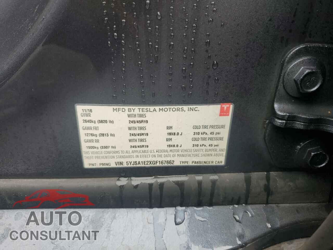TESLA MODEL S 2016 - 5YJSA1E2XGF167662