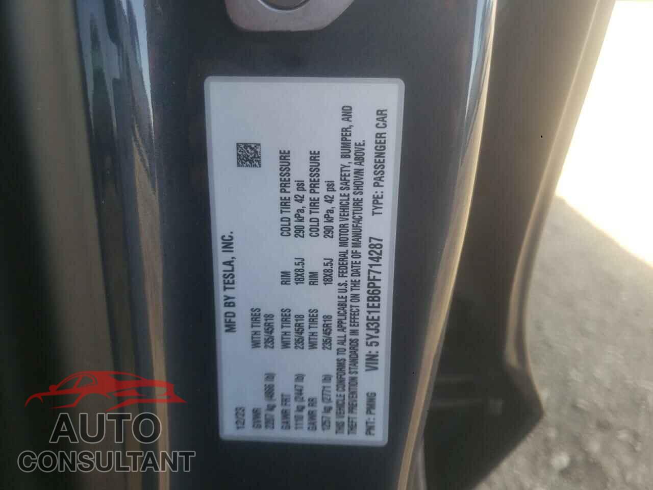 TESLA MODEL 3 2023 - 5YJ3E1EB6PF714287