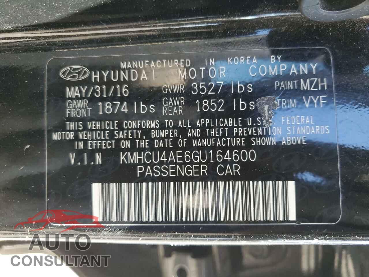 HYUNDAI ACCENT 2016 - KMHCU4AE6GU164600