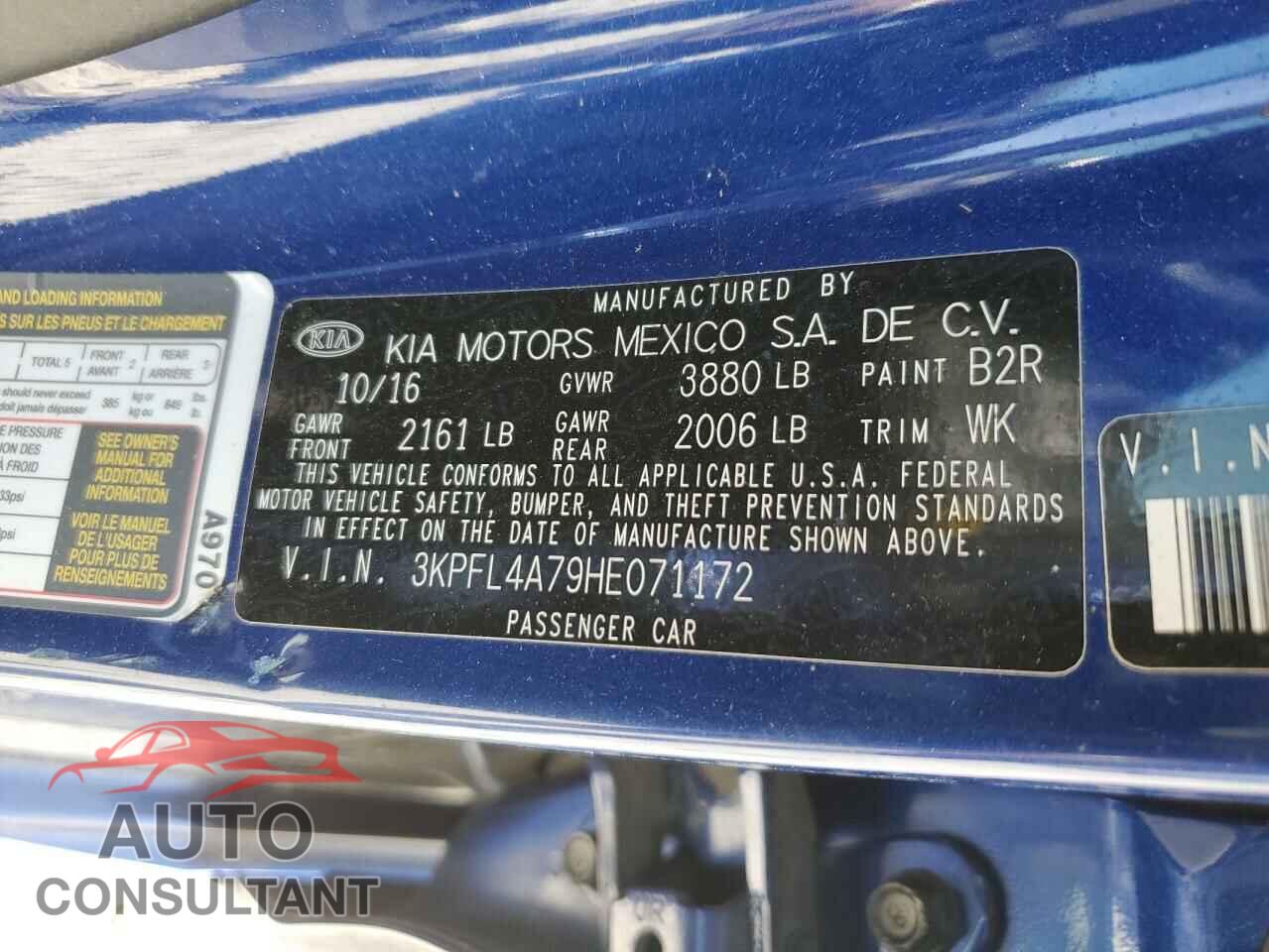 KIA FORTE 2017 - 3KPFL4A79HE071172