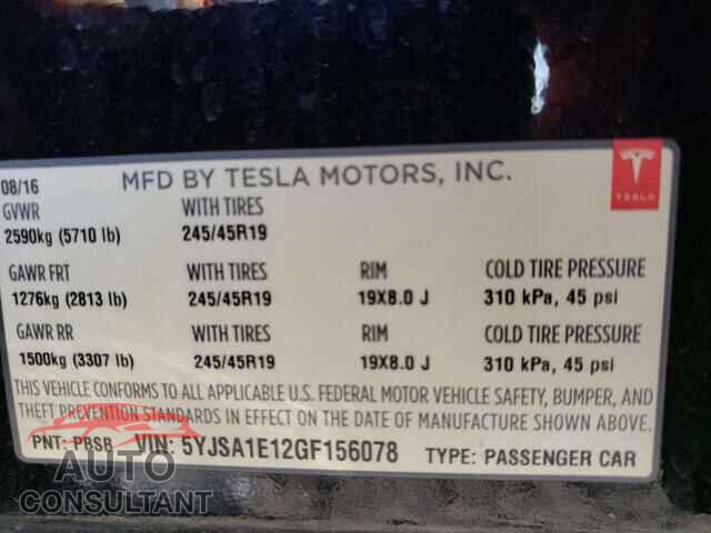 TESLA MODEL S 2016 - 5YJSA1E12GF156078
