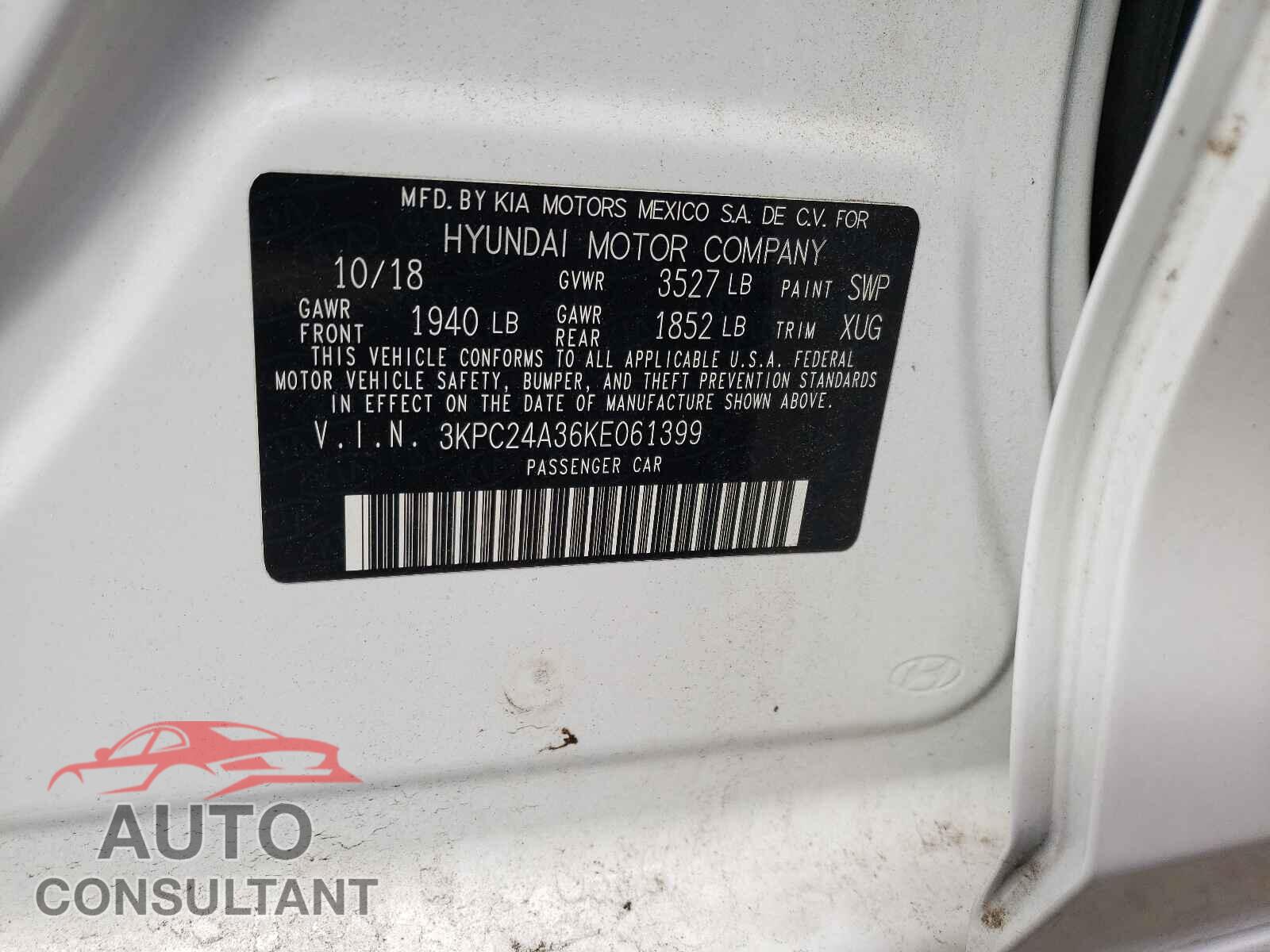 HYUNDAI ACCENT 2019 - 3KPC24A36KE061399