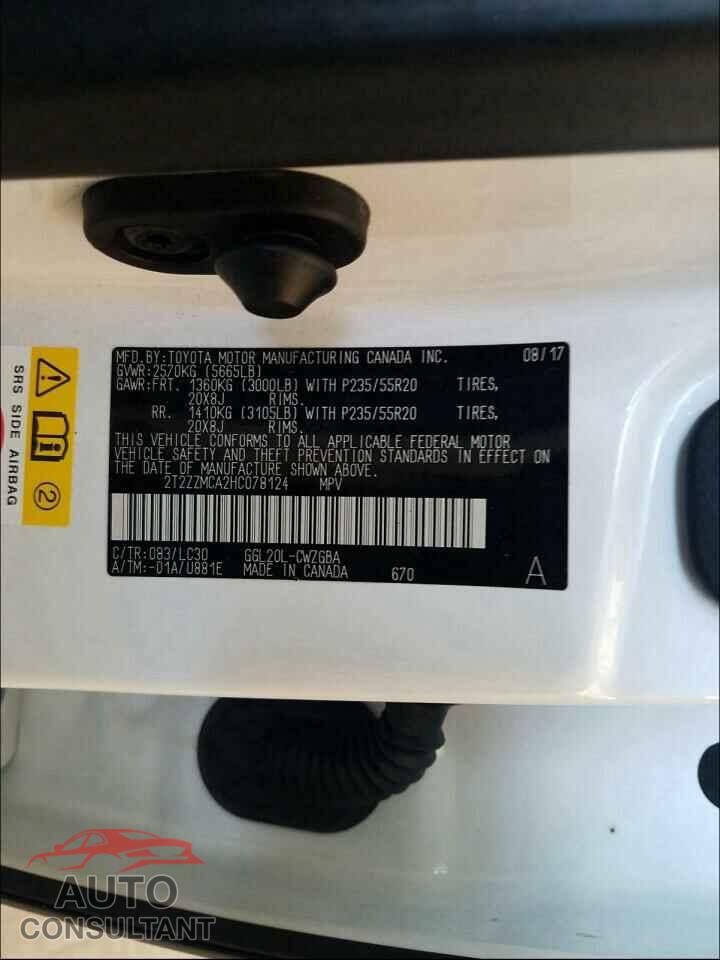 LEXUS RX350 2017 - 2T2ZZMCA2HC078124