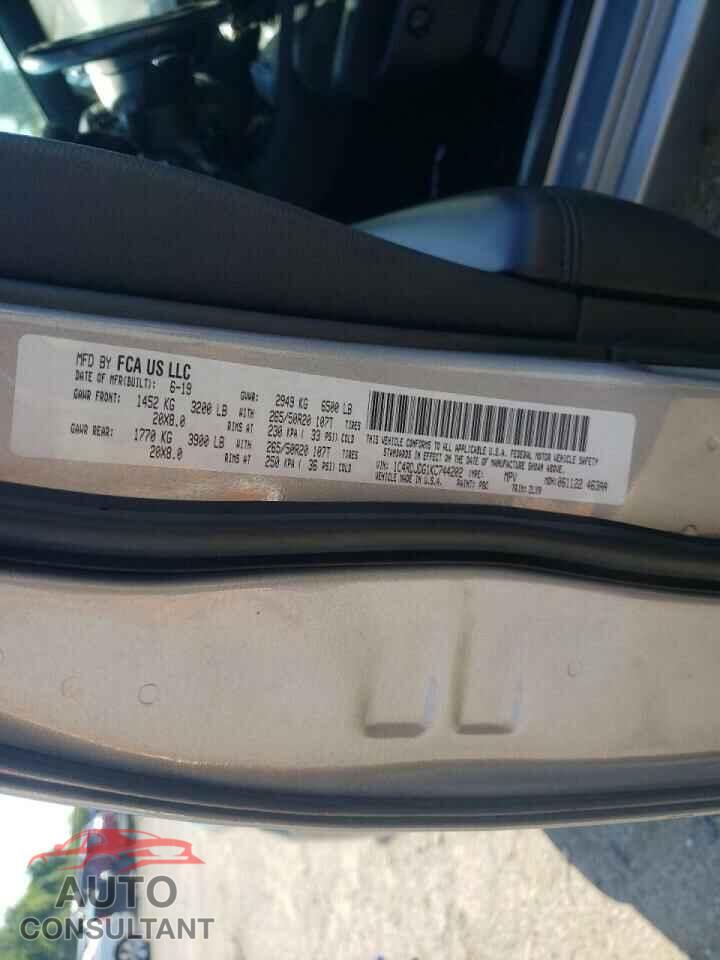 DODGE DURANGO 2019 - 1C4RDJDG1KC744202