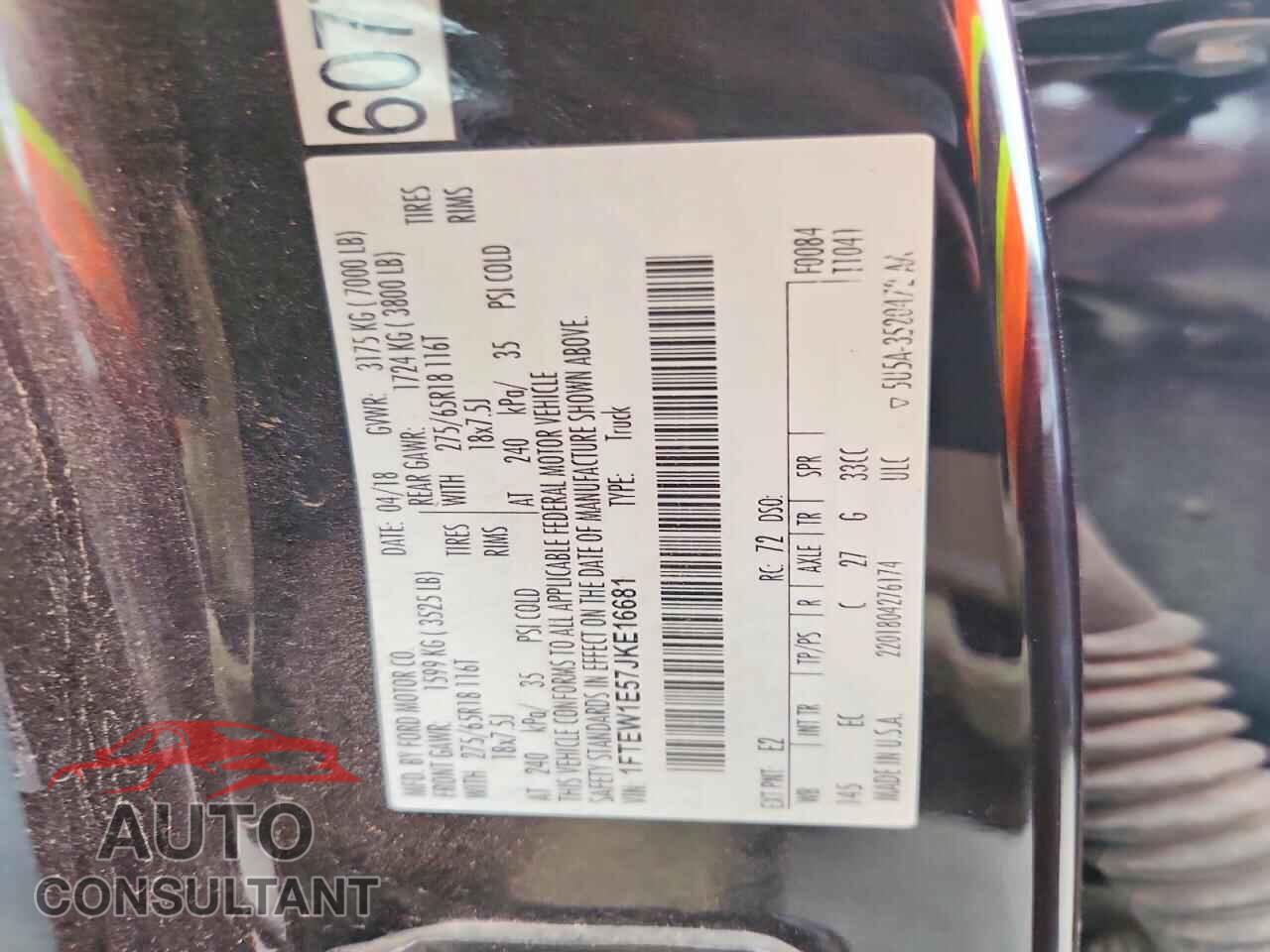 FORD UNKNOWN 2018 - 1FTEW1E57JKE16681