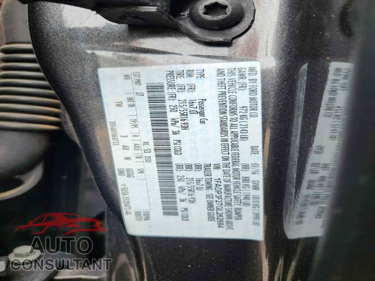 FORD FOCUS 2016 - 1FADP3F27GL262684