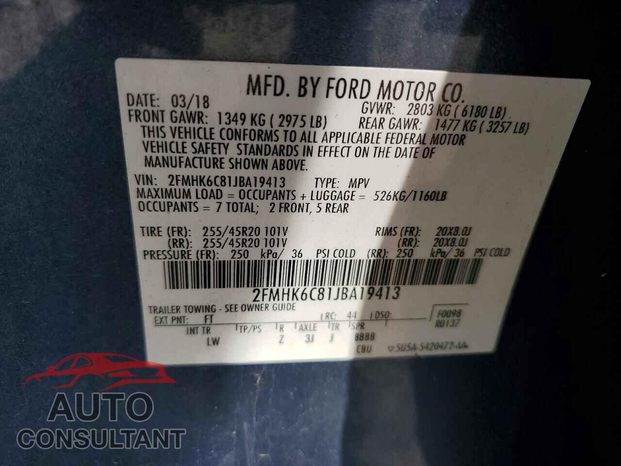 FORD FLEX 2018 - 2FMHK6C81JBA19413