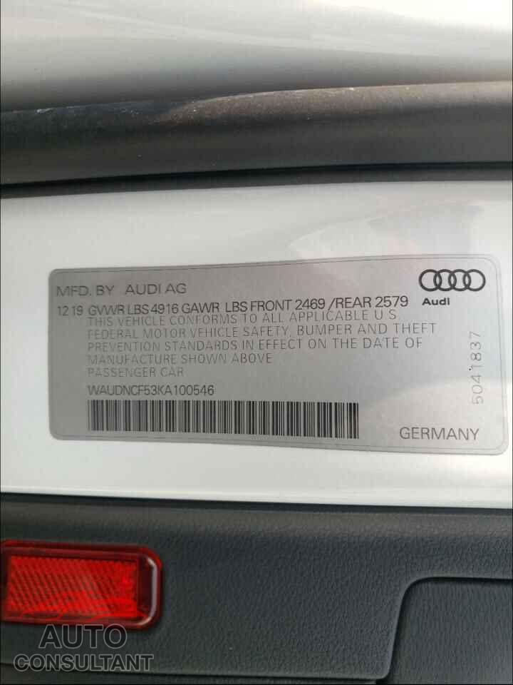 AUDI A5 2019 - WAUDNCF53KA100546