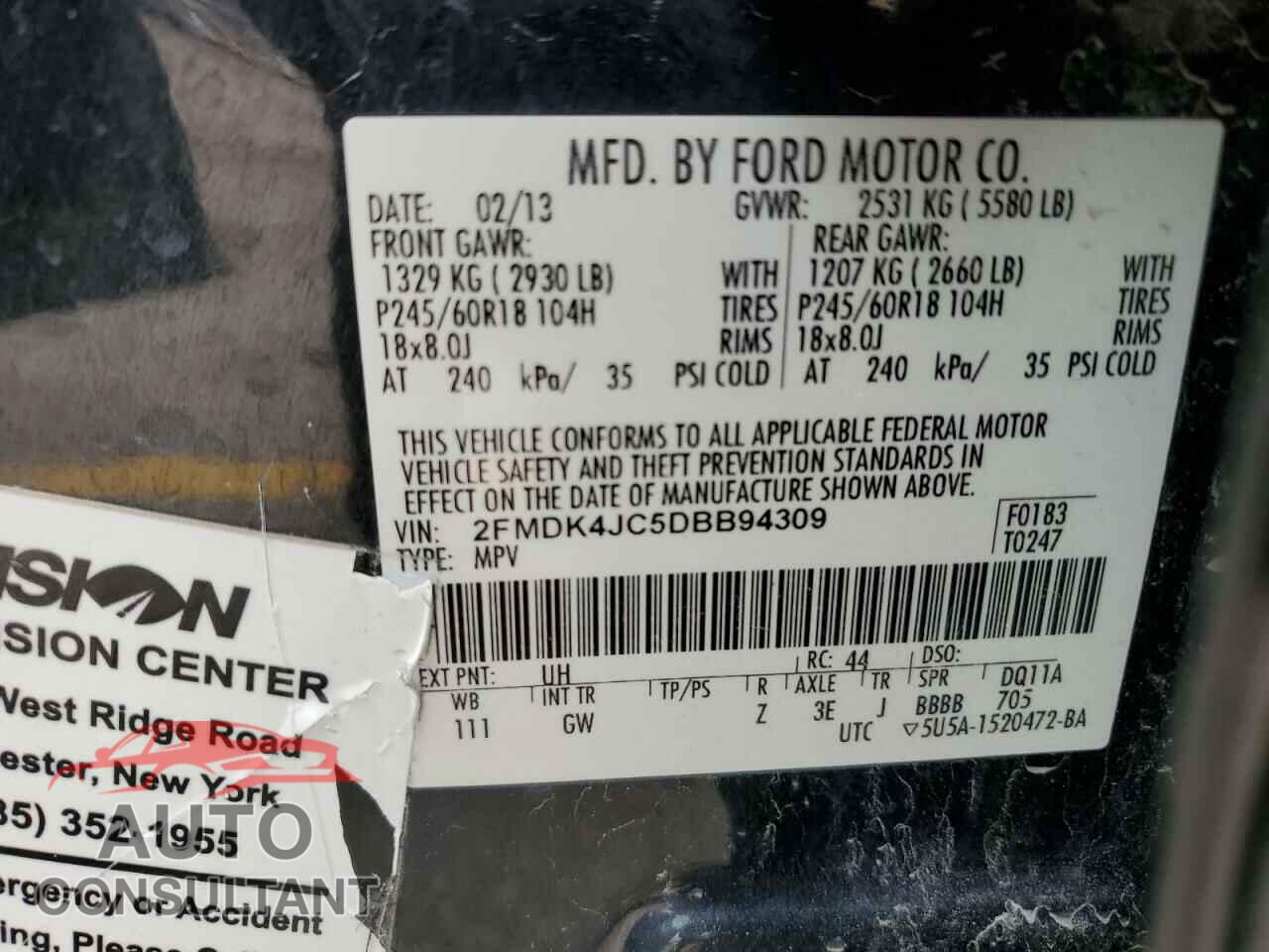 FORD EDGE 2013 - 2FMDK4JC5DBB94309