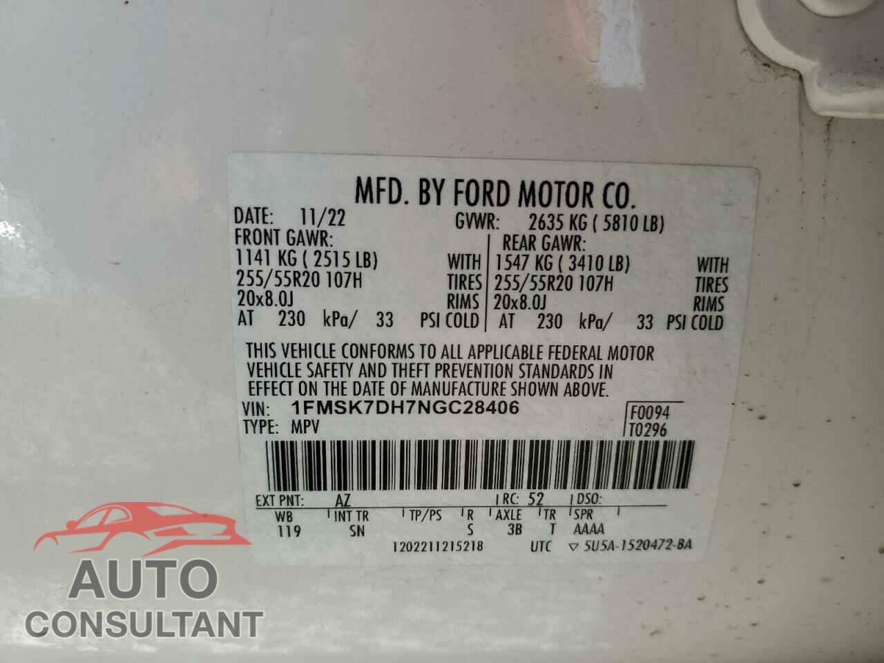 FORD EXPLORER 2022 - 1FMSK7DH7NGC28406