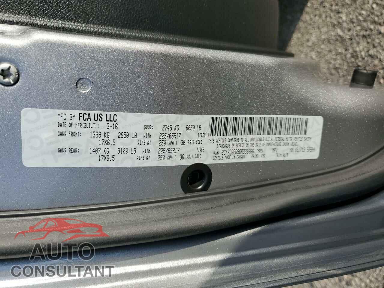 DODGE CARAVAN 2016 - 2C4RDGEG9GR339866