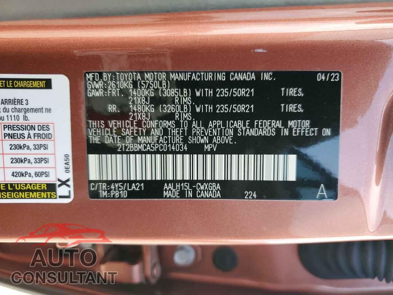 LEXUS RX 350H BA 2023 - 2T2BBMCA5PC014034