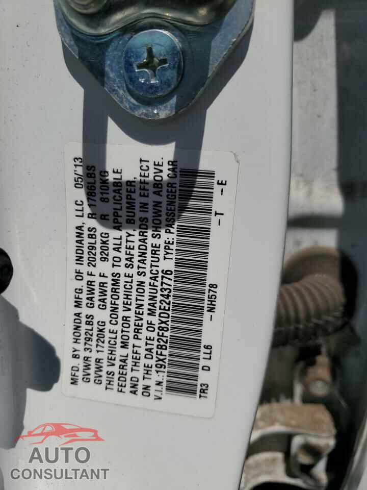 HONDA CIVIC 2013 - 19XFB2F8XDE243776
