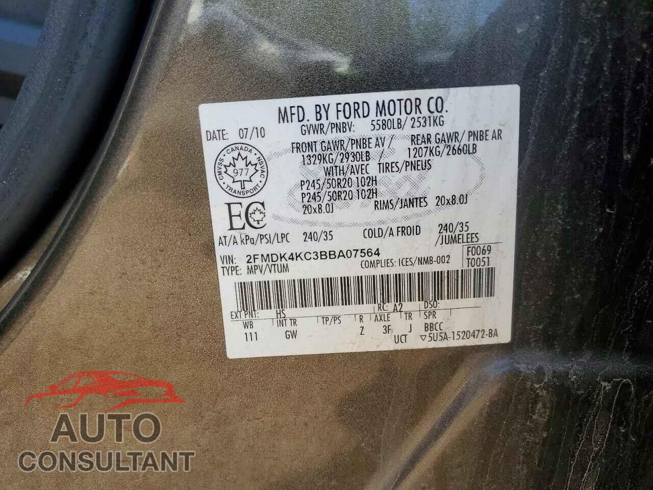 FORD EDGE 2011 - 2FMDK4KC3BBA07564