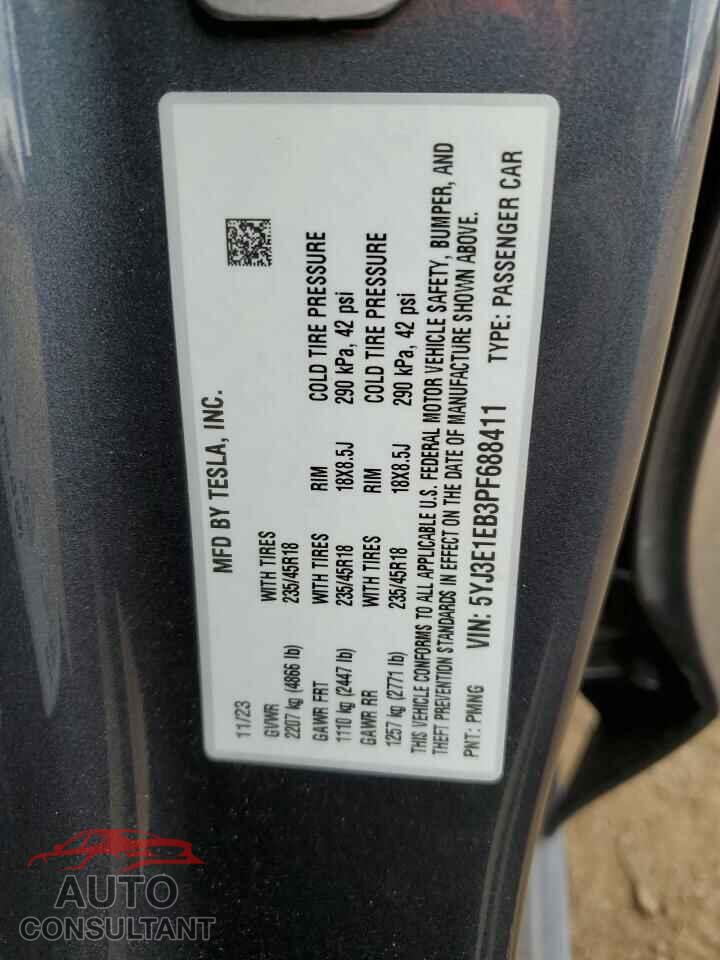 TESLA MODEL 3 2023 - 5YJ3E1EB3PF688411