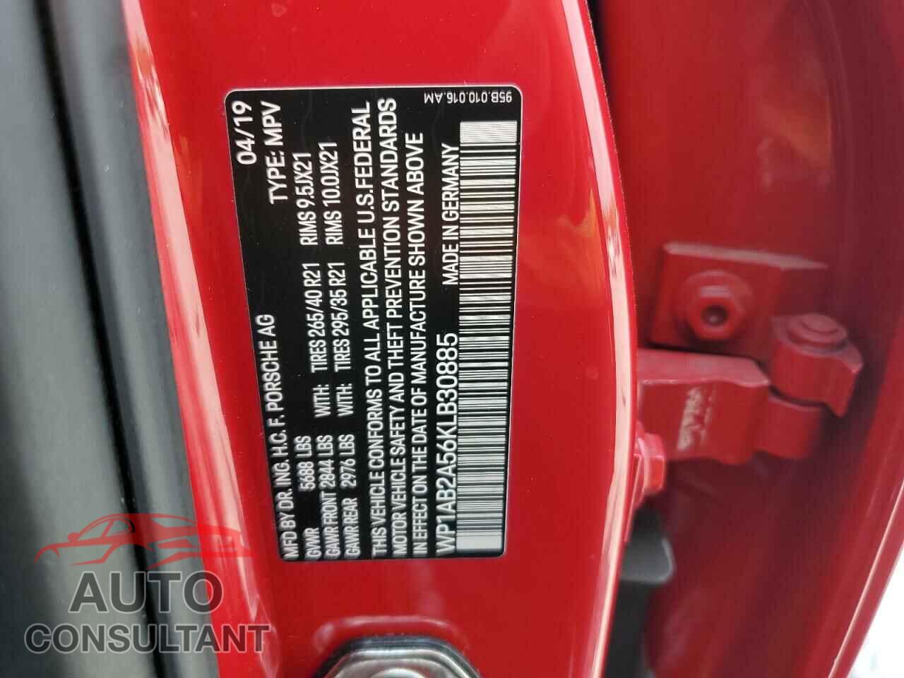 PORSCHE MACAN 2019 - WP1AB2A56KLB30885