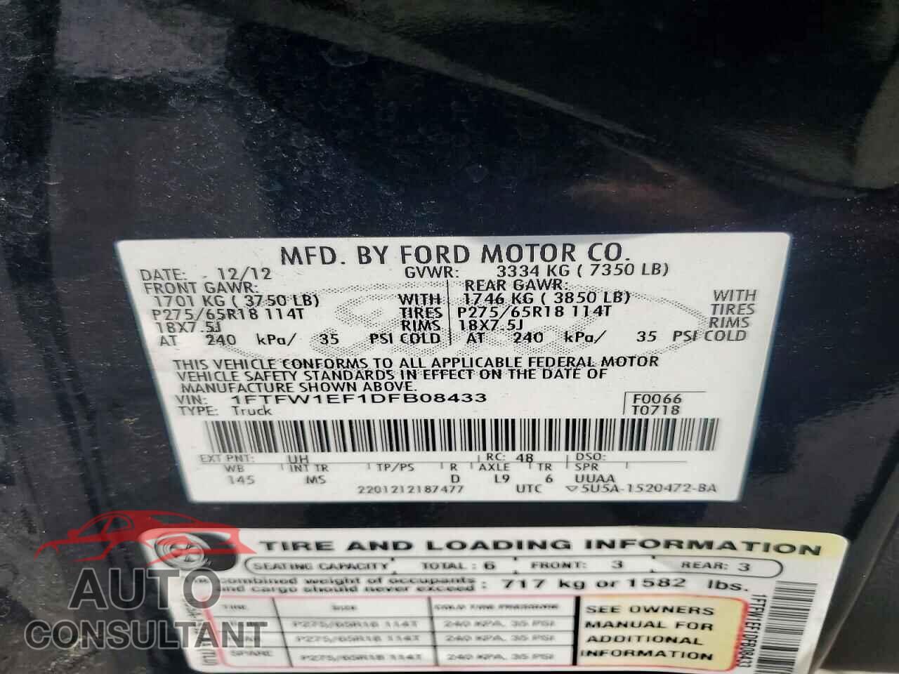 FORD F150 2013 - 1FTFW1EF1DFB08433