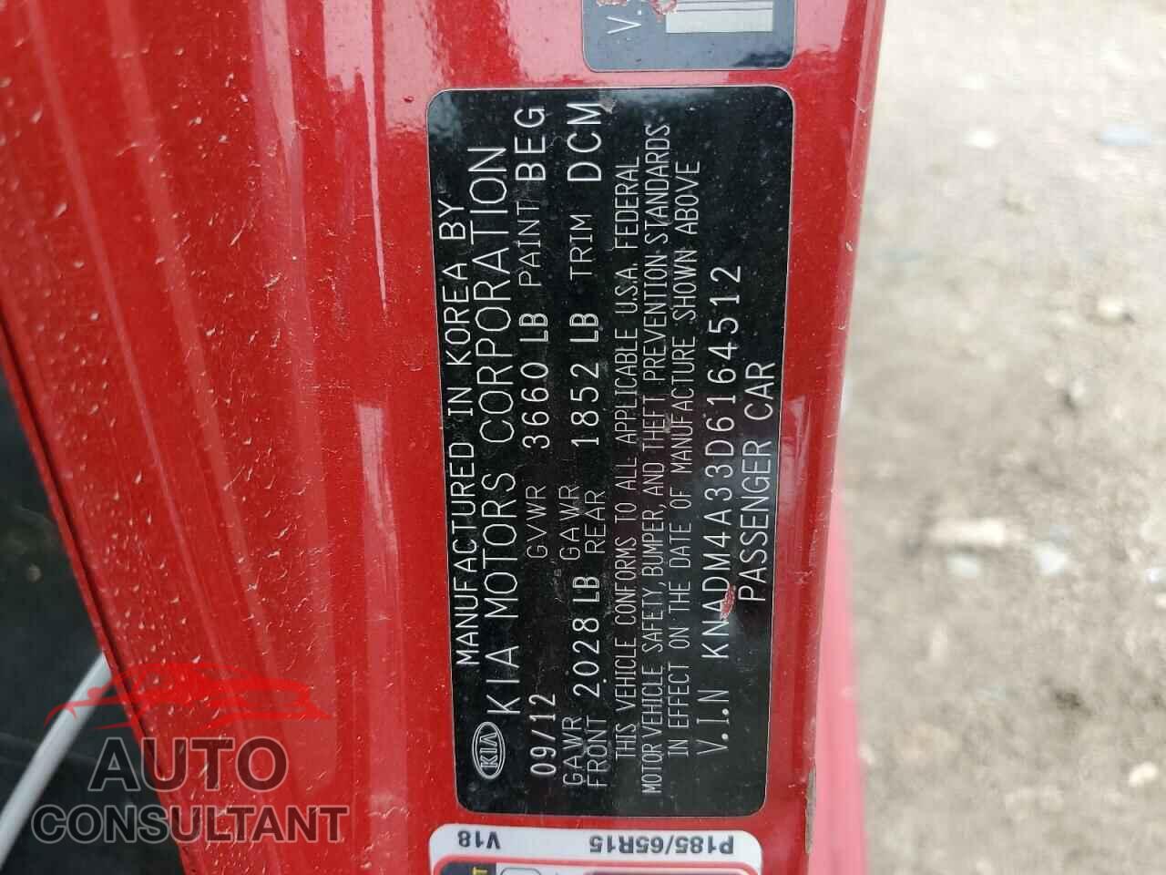 KIA RIO 2013 - KNADM4A33D6164512