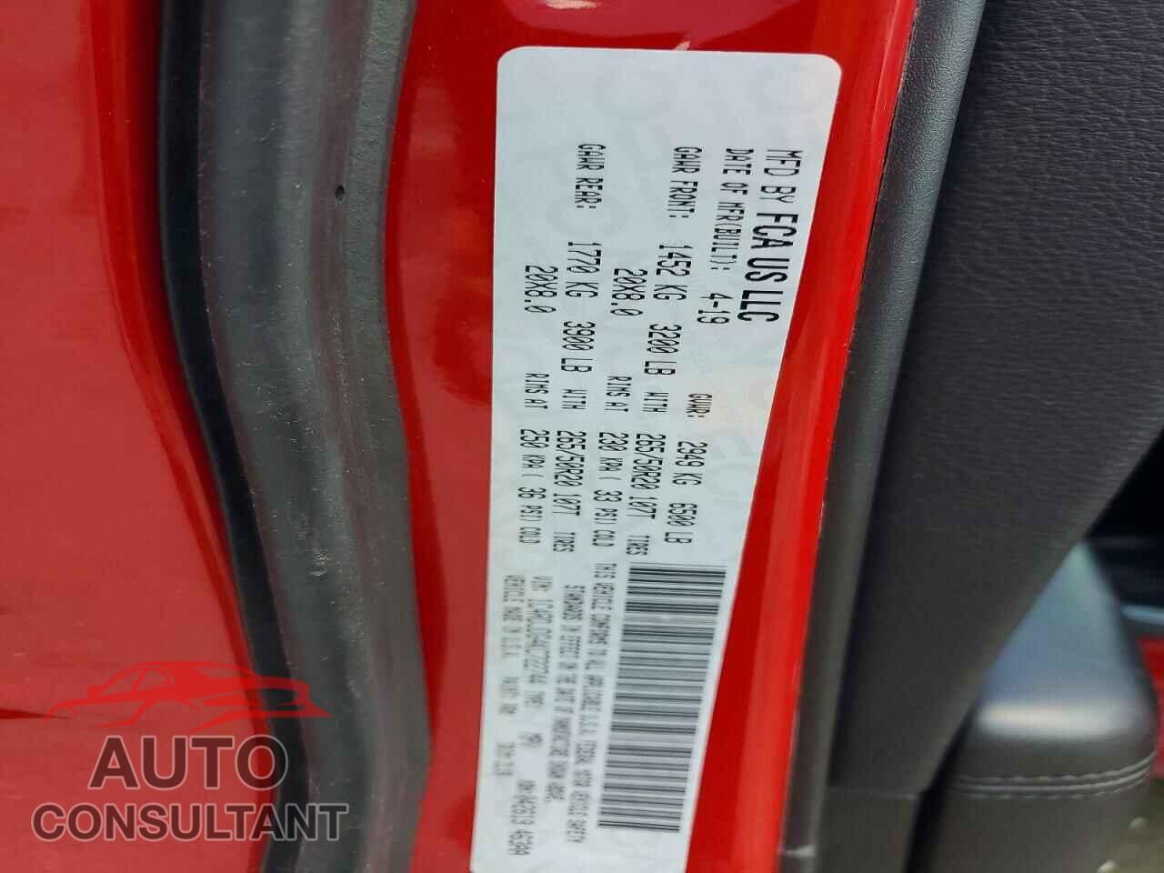 DODGE DURANGO 2019 - 1C4RDJDG4KC722744