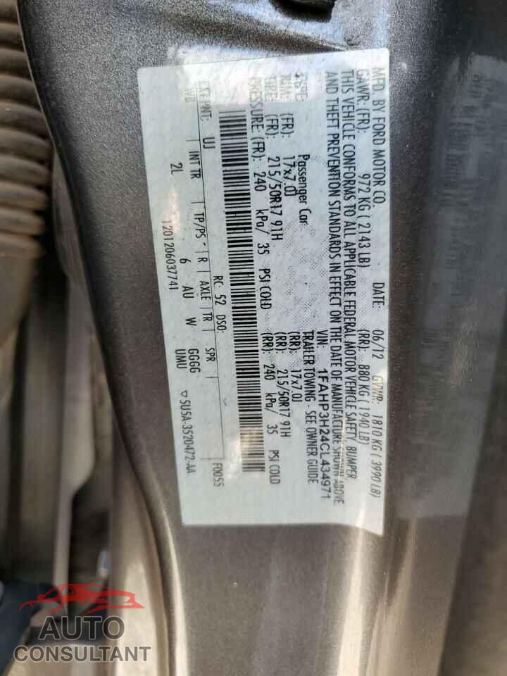 FORD FOCUS 2012 - 1FAHP3H24CL434971
