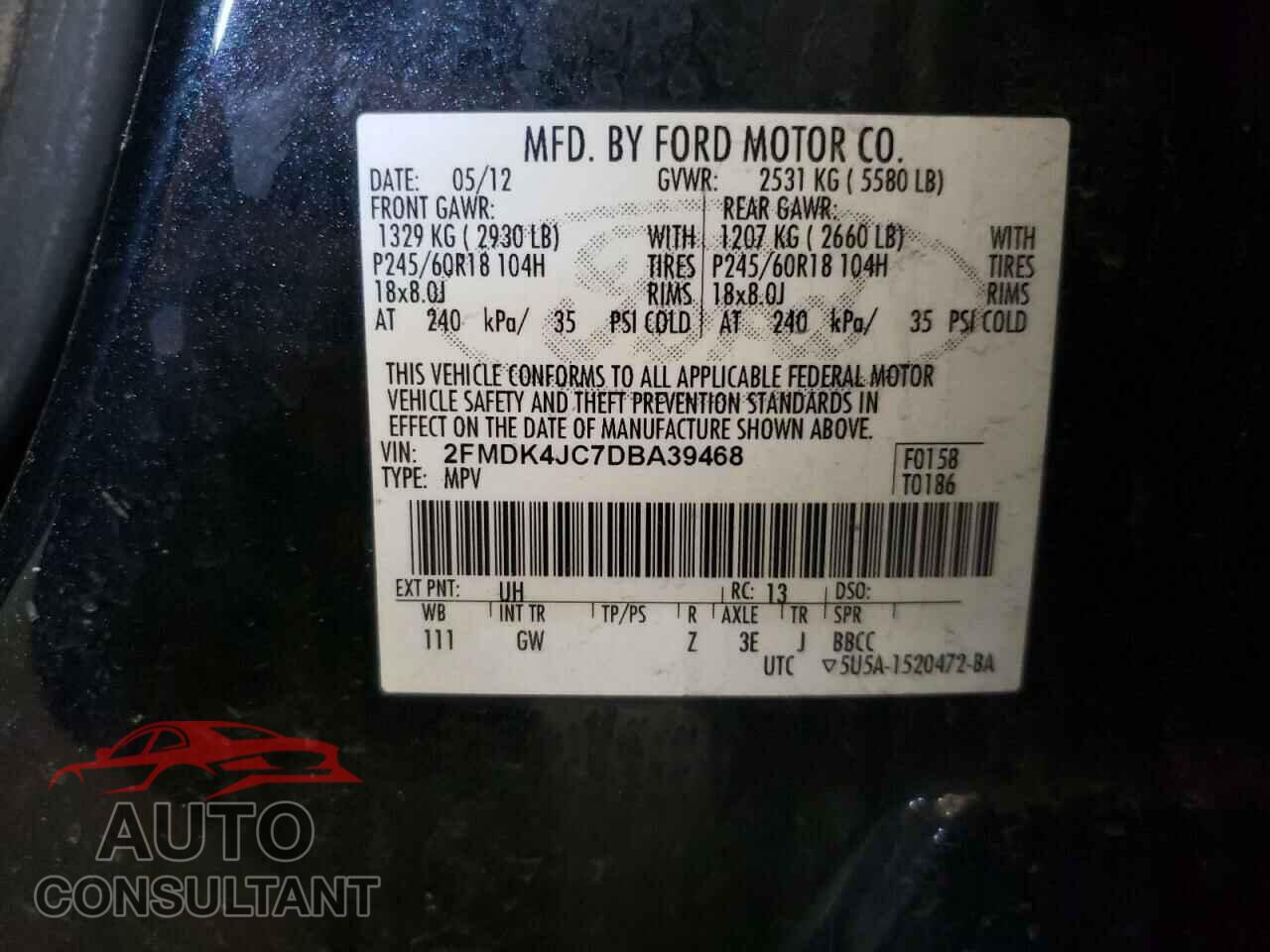 FORD EDGE 2013 - 2FMDK4JC7DBA39468
