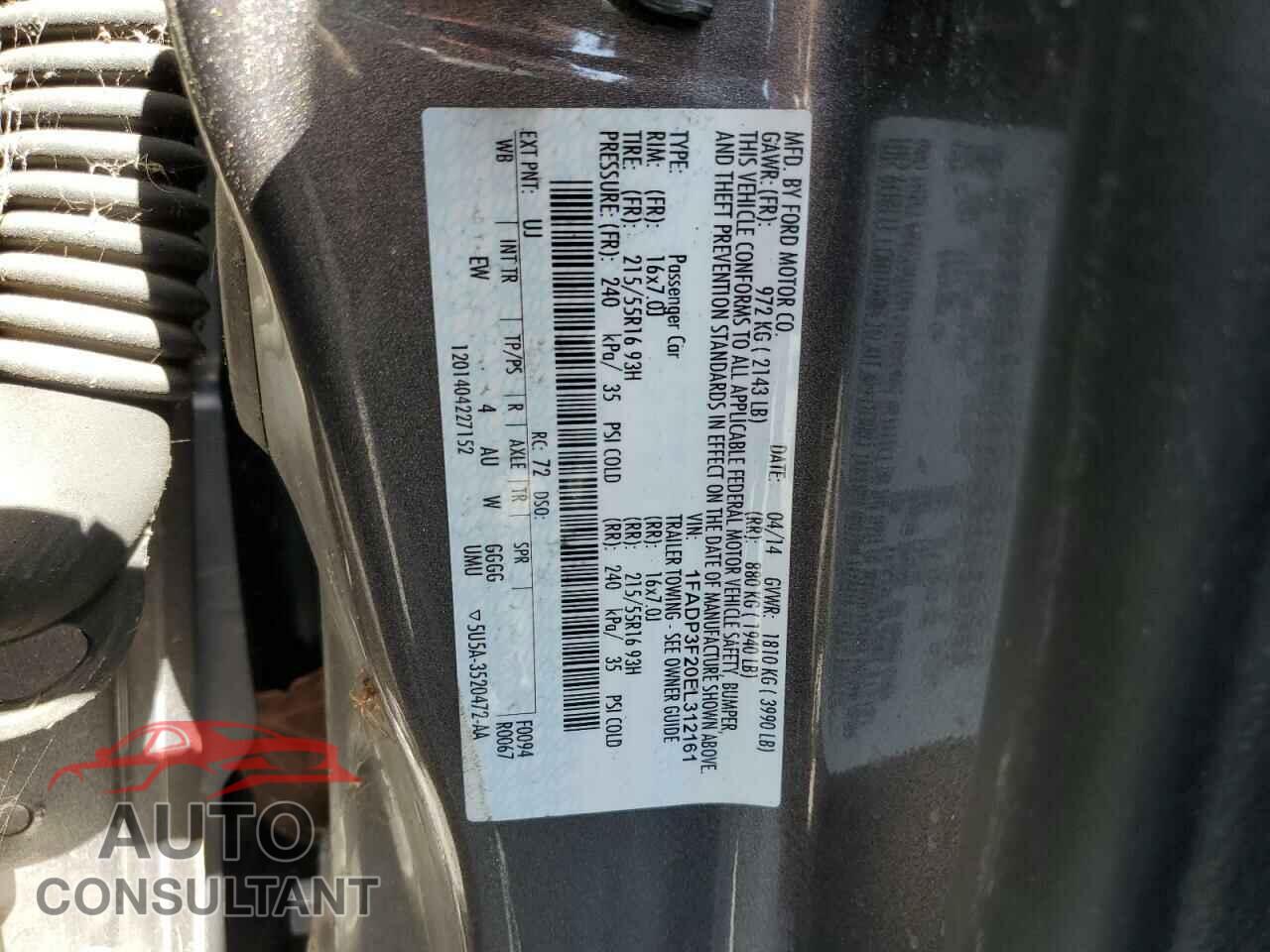 FORD FOCUS 2014 - 1FADP3F20EL312161