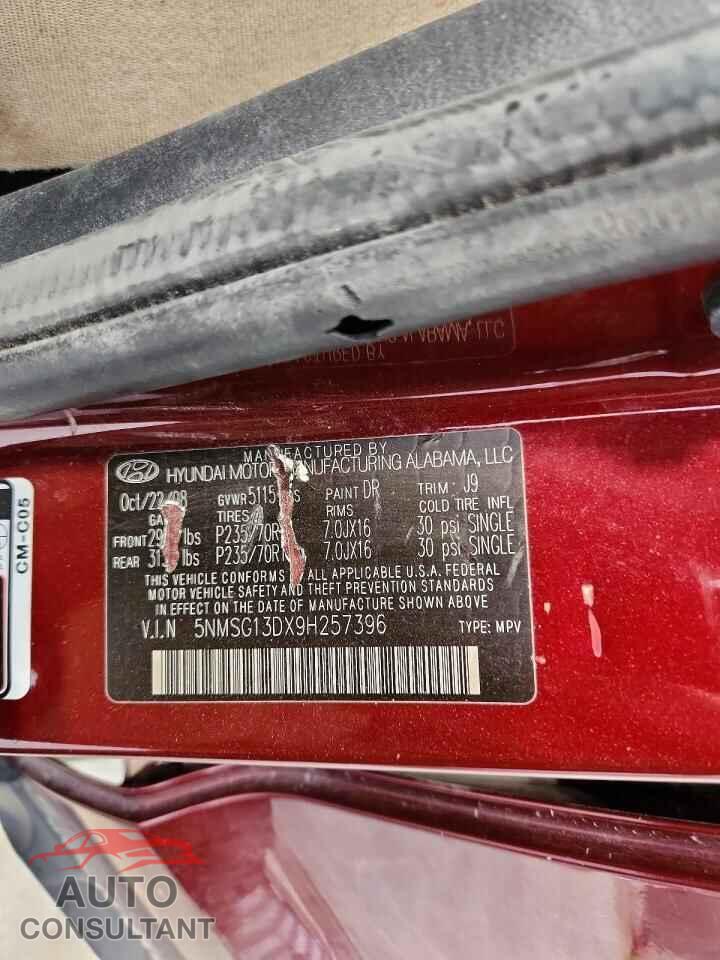 HYUNDAI SANTA FE 2009 - 5NMSG13DX9H257396