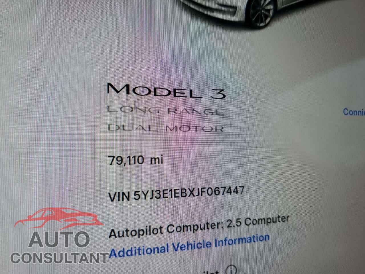 TESLA MODEL 3 2018 - 5YJ3E1EBXJF067447