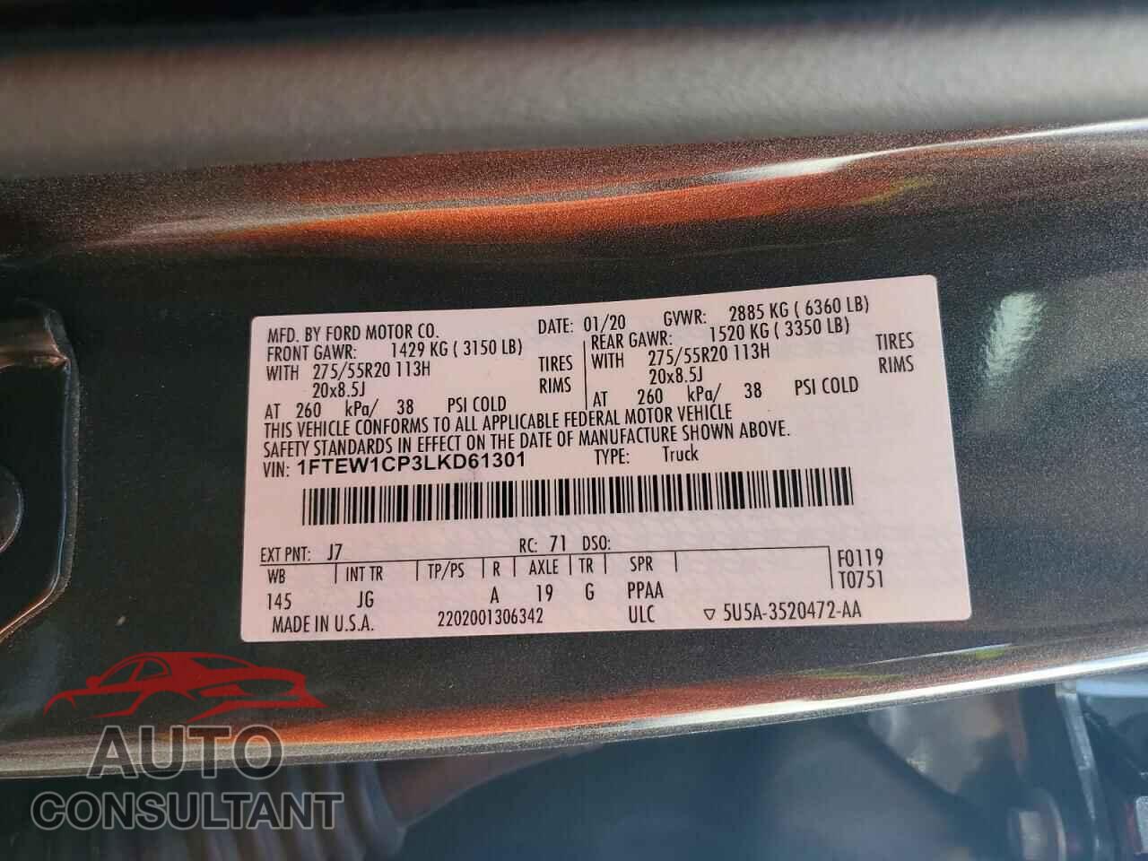 FORD UNKNOWN 2020 - 1FTEW1CP3LKD61301