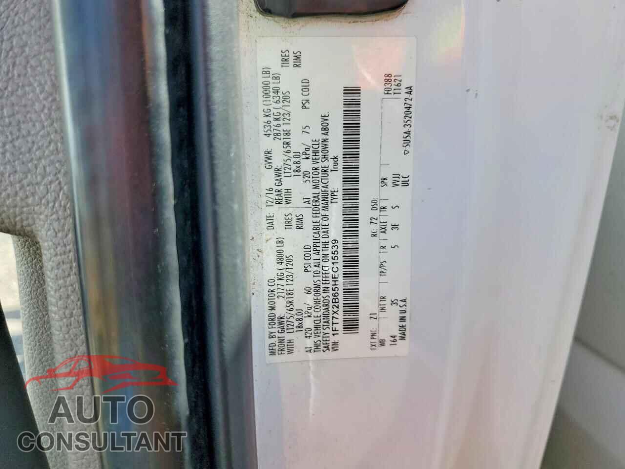 FORD F250 2017 - 1FT7X2B65HEC15539