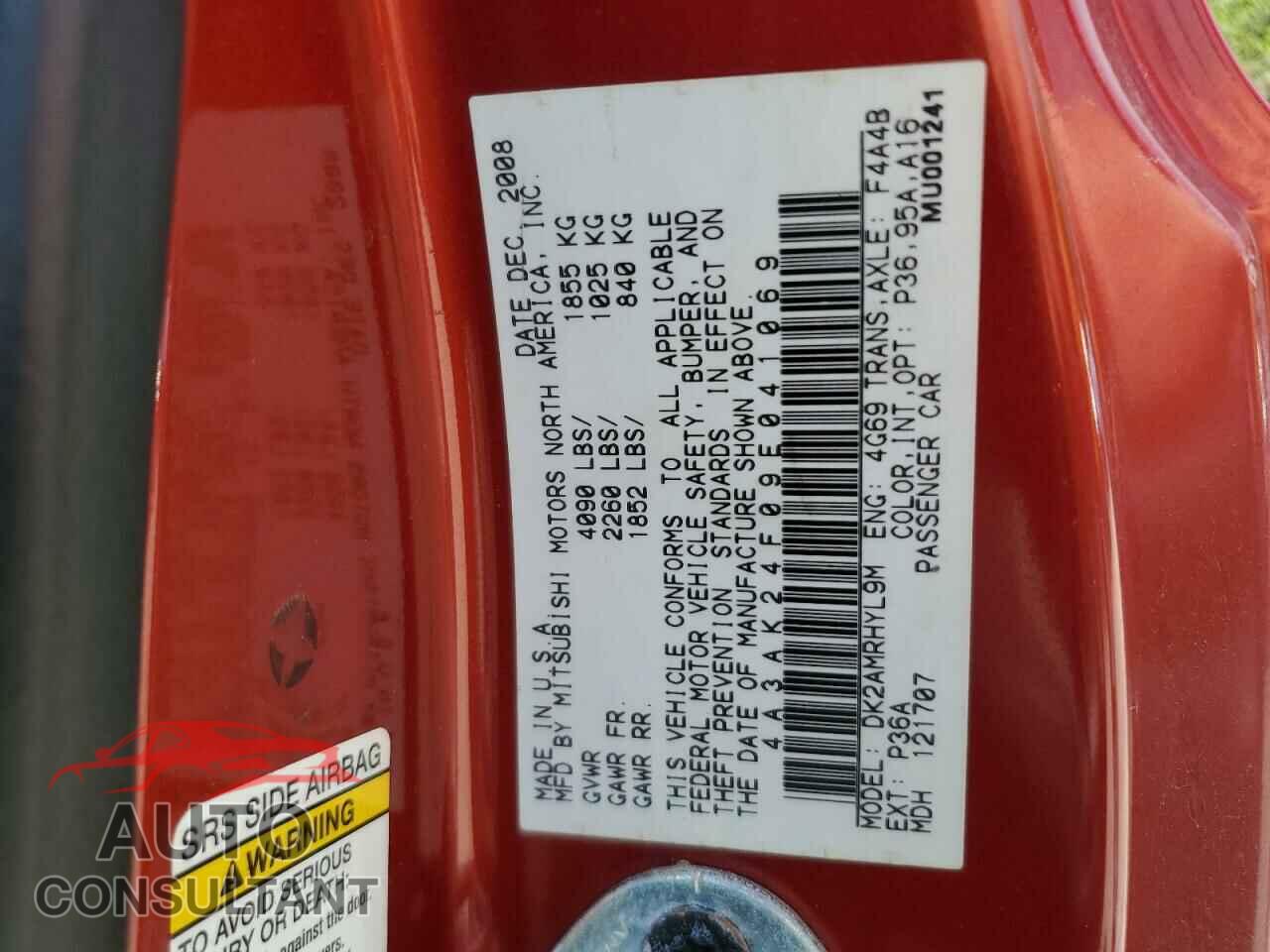 MITSUBISHI ECLIPSE 2009 - 4A3AK24F09E041069