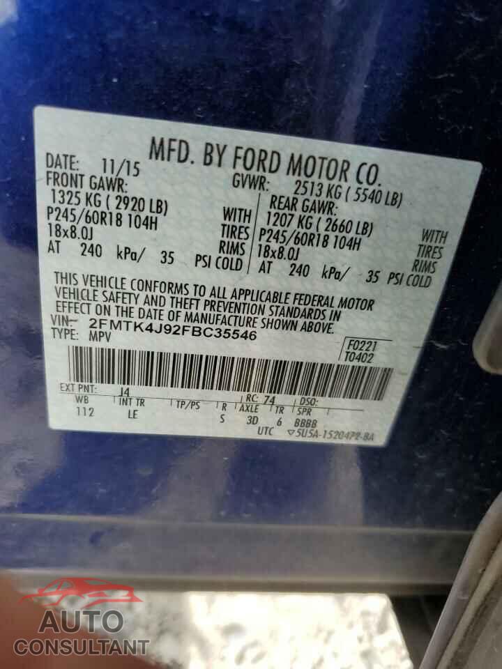 FORD EDGE 2015 - 2FMTK4J92FBC35546