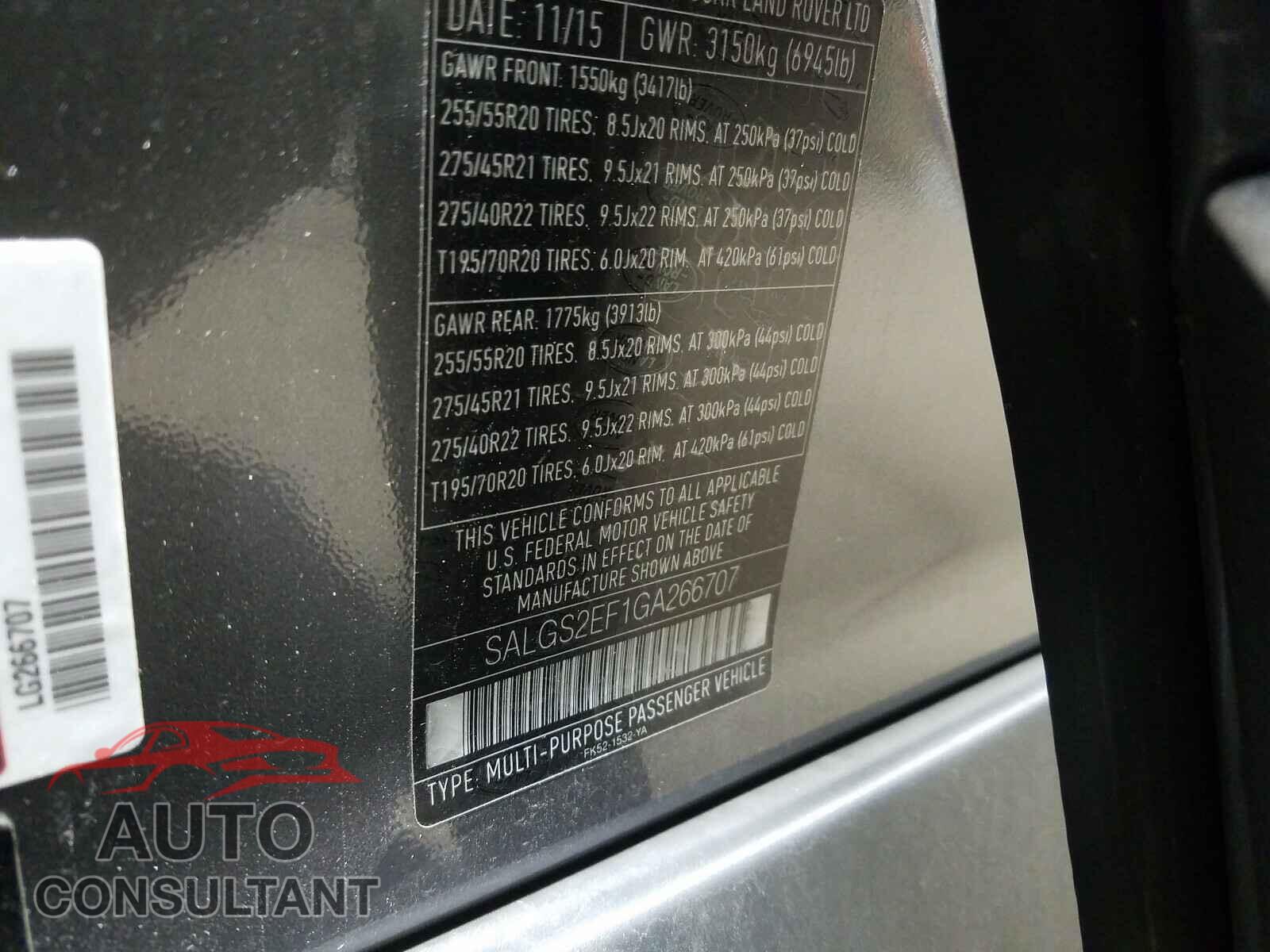 LAND ROVER RANGEROVER 2016 - SALGS2EF1GA266707