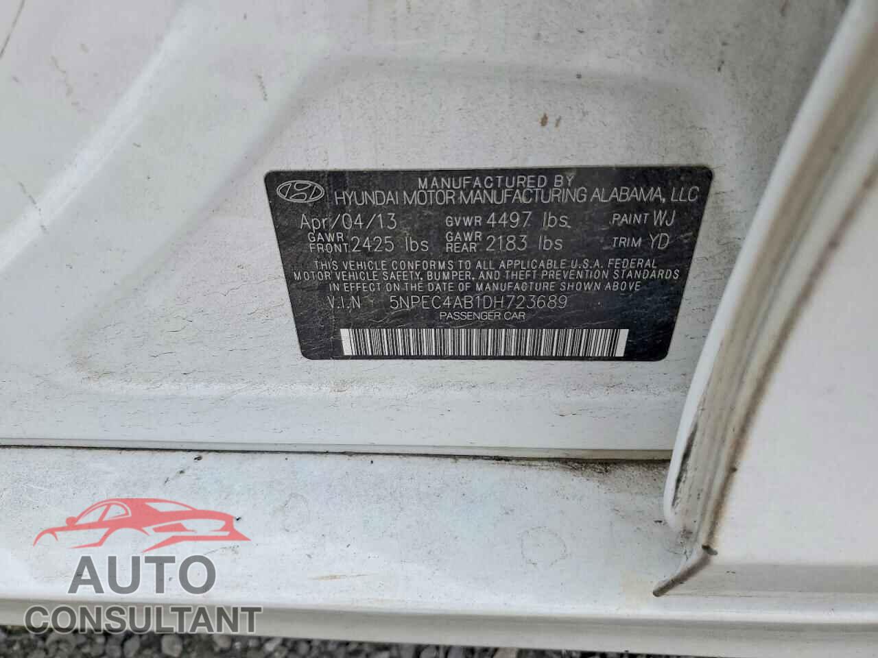 HYUNDAI SONATA 2013 - 5NPEC4AB1DH723689