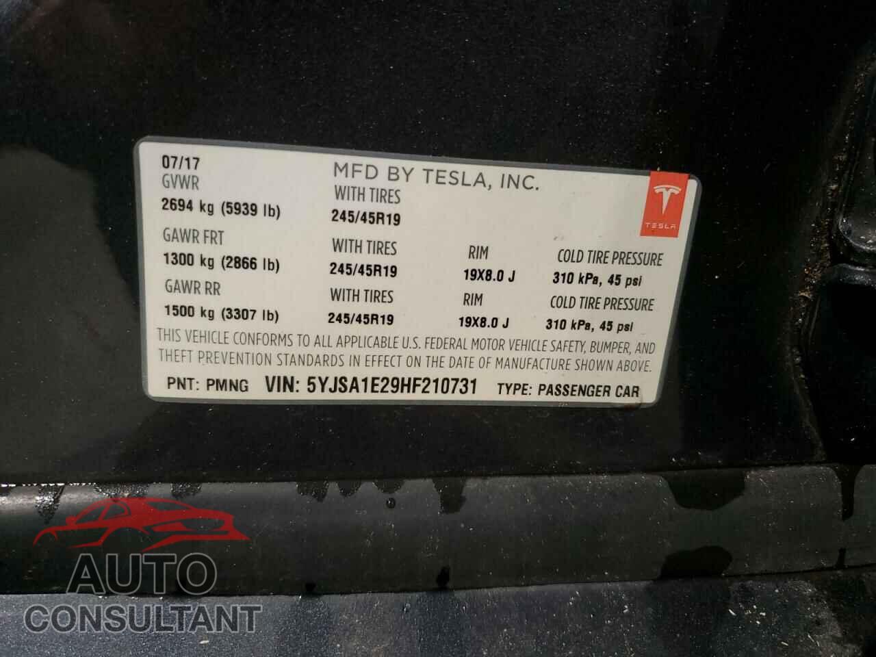 TESLA MODEL S 2017 - 5YJSA1E29HF210731