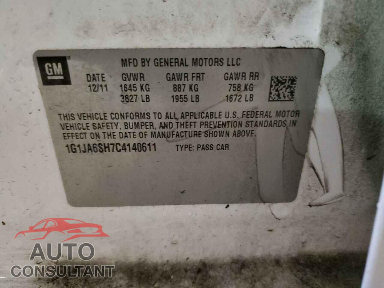CHEVROLET SONIC 2012 - 1G1JA6SH7C4140611