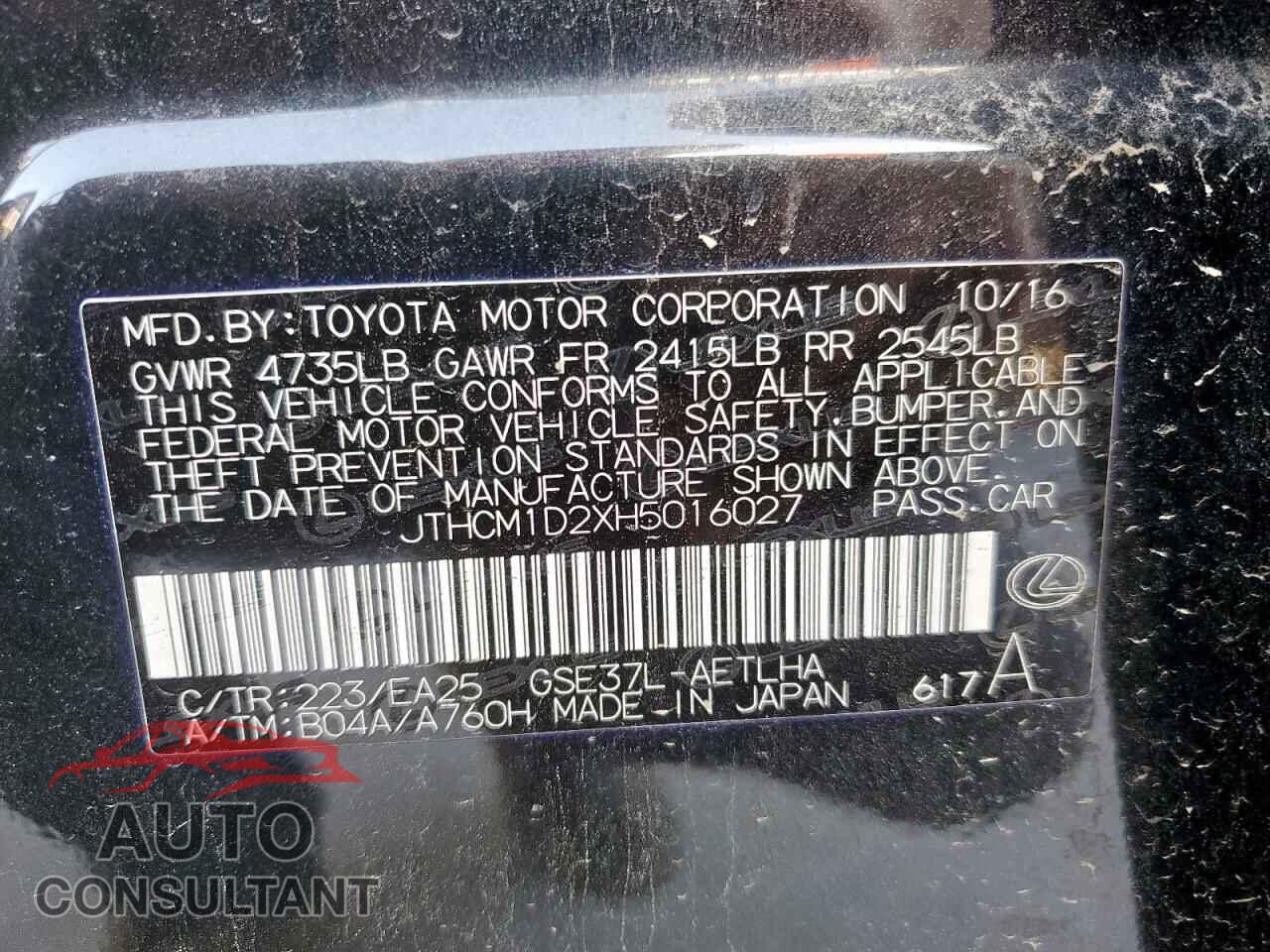 LEXUS IS 2017 - JTHCM1D2XH5016027
