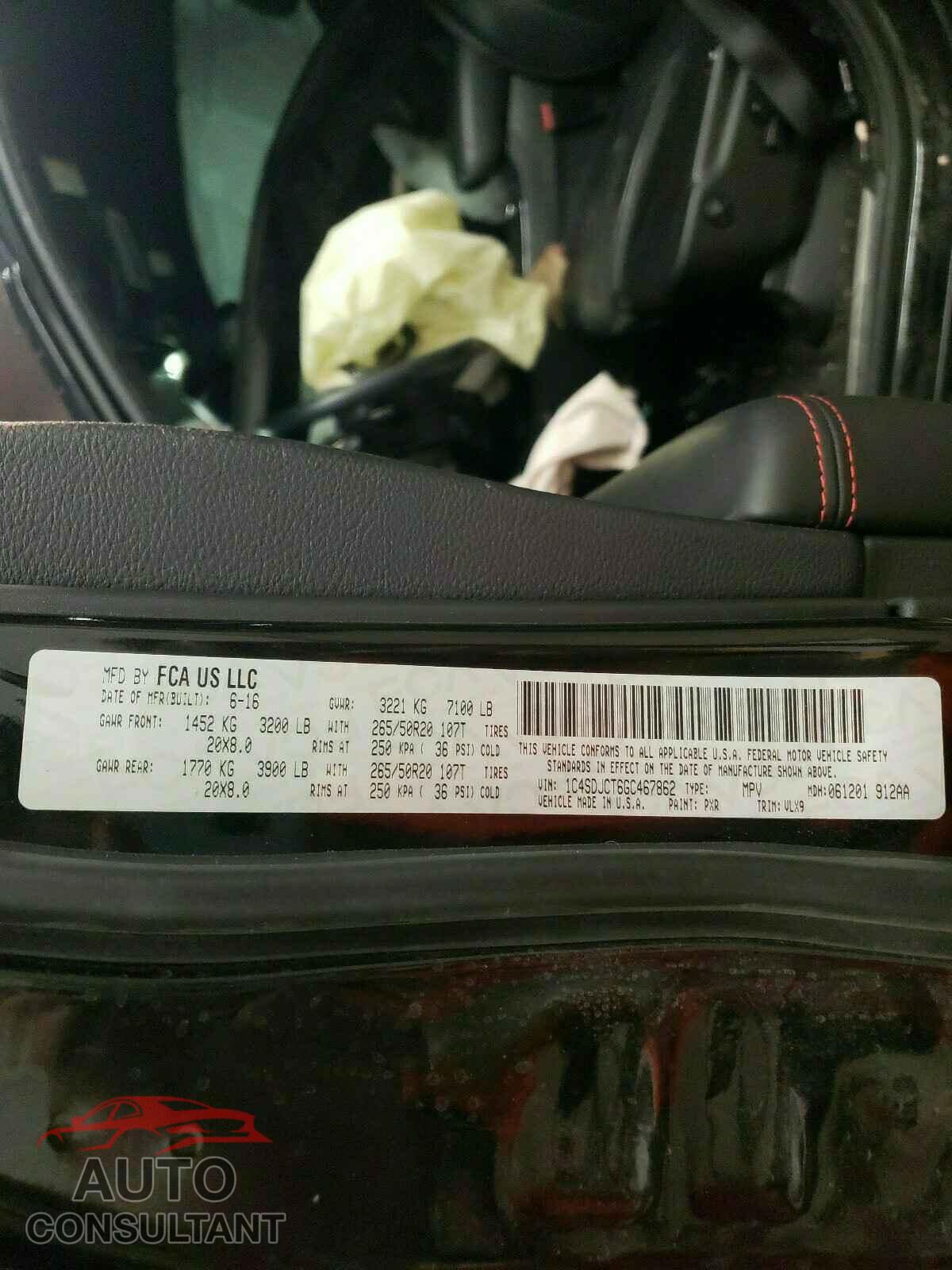 DODGE DURANGO 2016 - 1C4SDJCT6GC467862