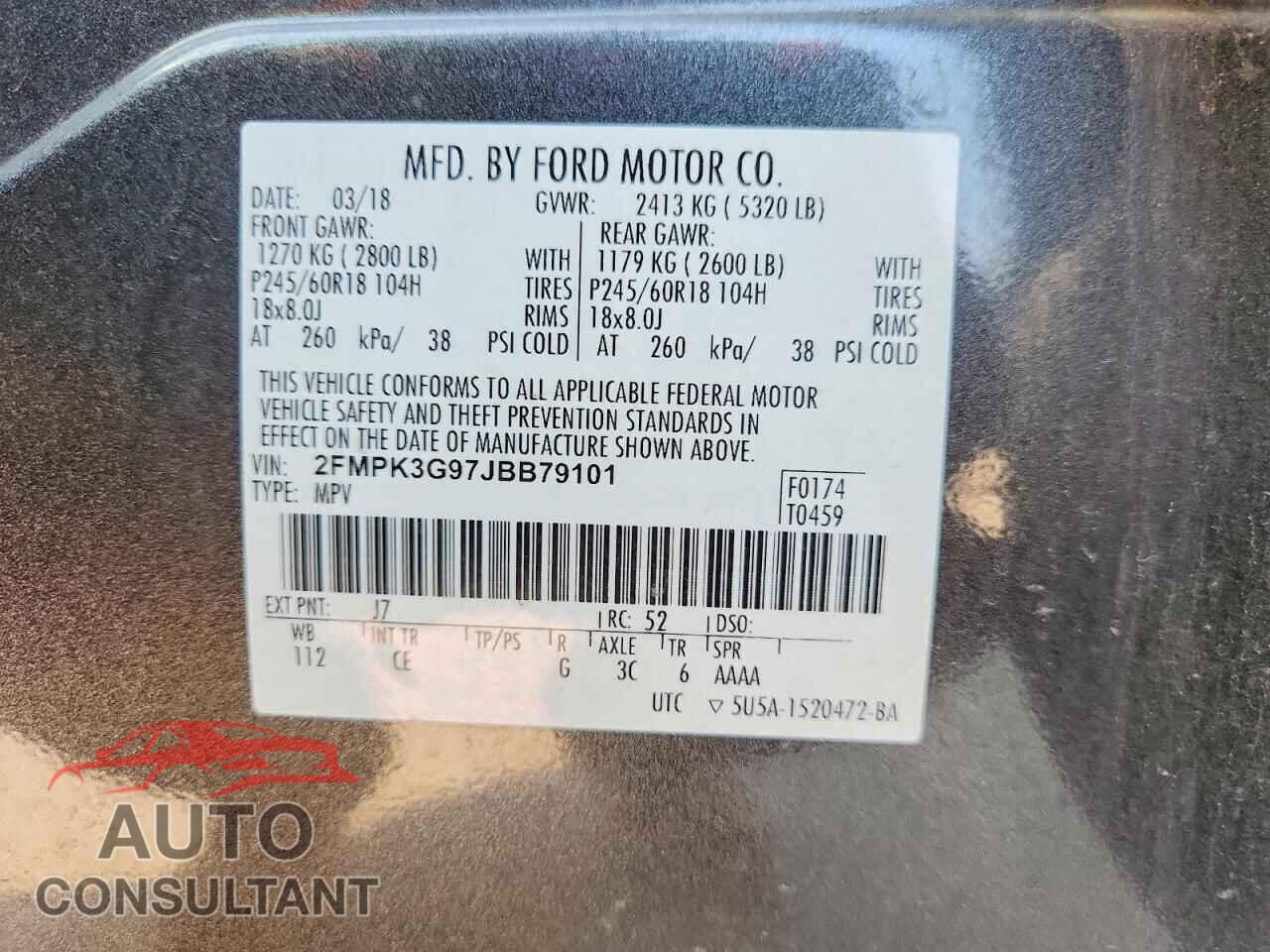FORD EDGE 2018 - 2FMPK3G97JBB79101