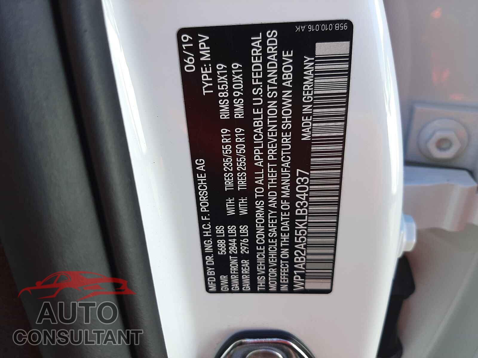 PORSCHE MACAN 2019 - WP1AB2A55KLB34037