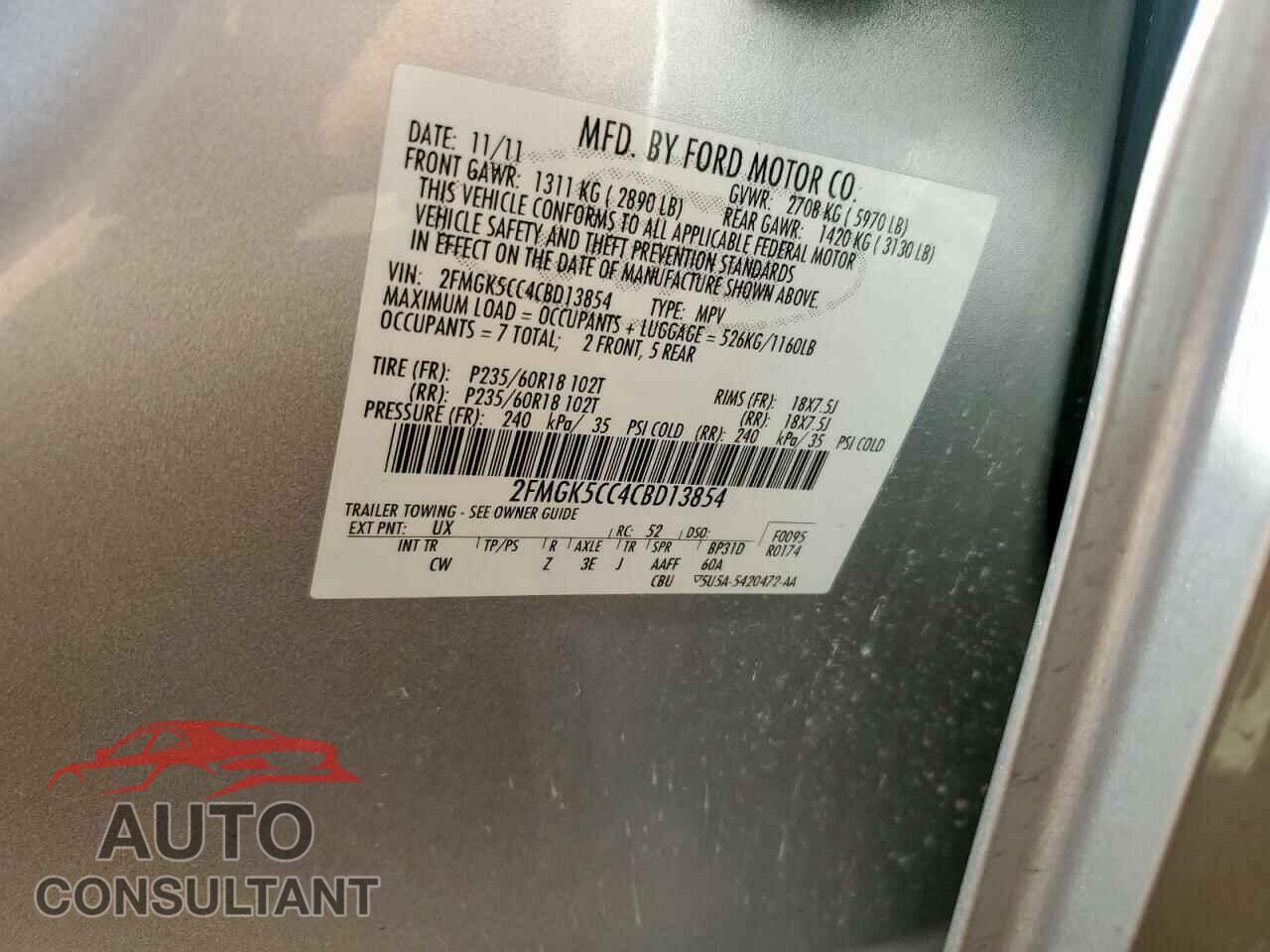 FORD FLEX 2012 - 2FMGK5CC4CBD13854