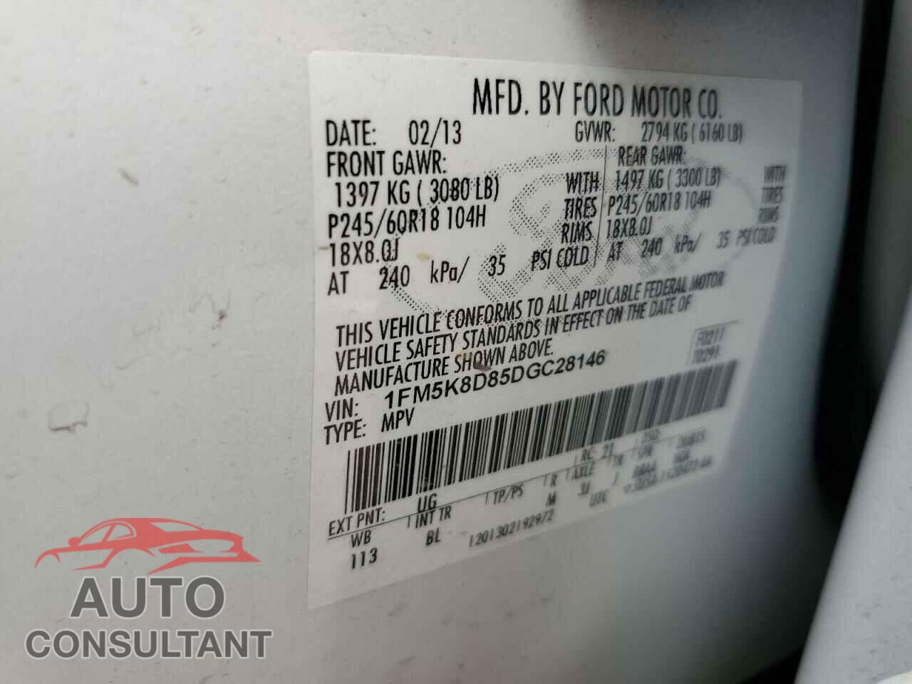 FORD EXPLORER 2013 - 1FM5K8D85DGC28146