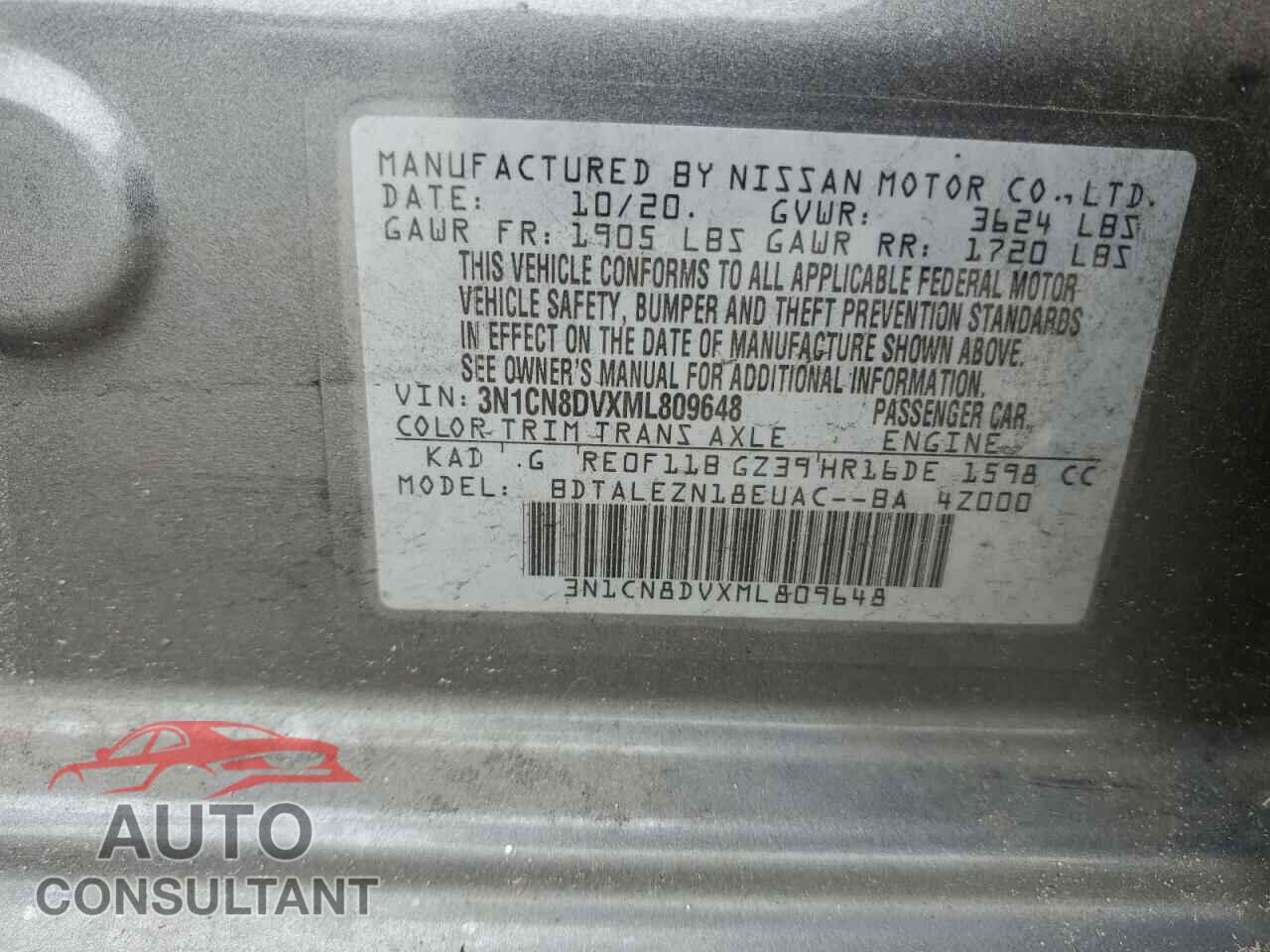 NISSAN VERSA 2021 - 3N1CN8DVXML809648