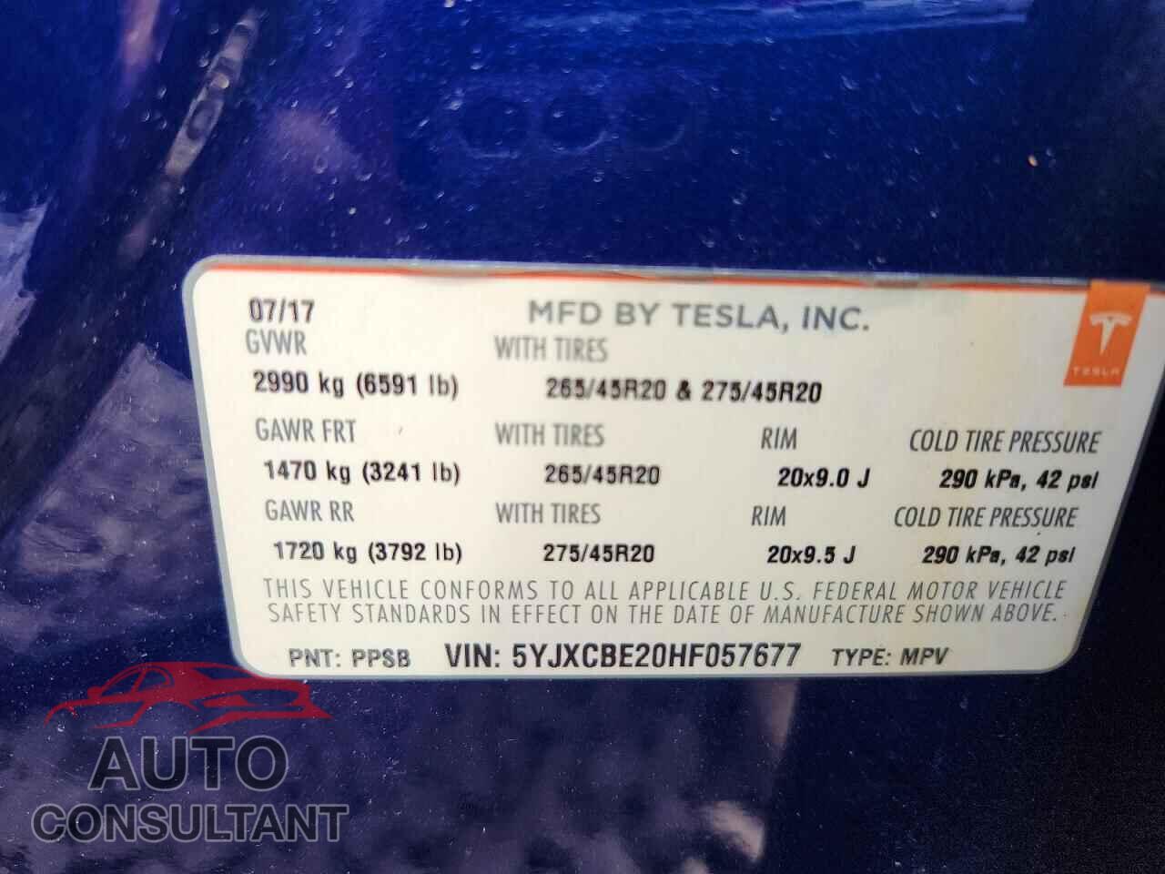 TESLA MODEL X 2017 - 5YJXCBE20HF057677