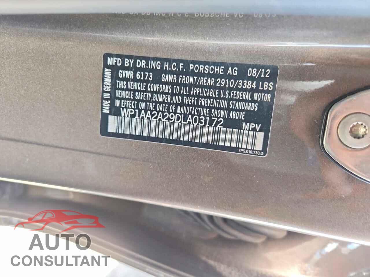 PORSCHE CAYENNE 2013 - WP1AA2A29DLA03172